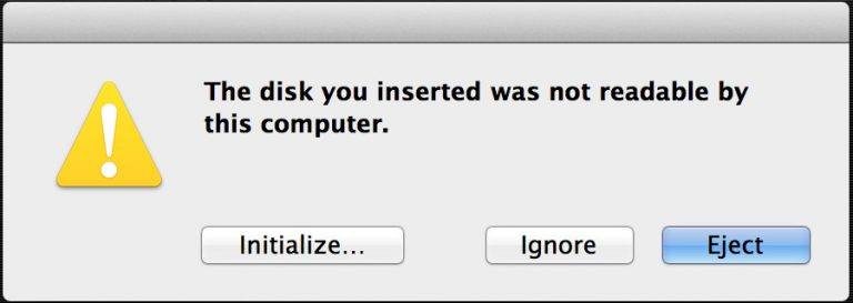 Fix the disk you inserted was not readable by this computer error