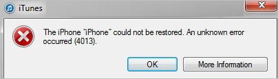 [SOLVED] iTunes Error 4013 When Restoring/Upgrading iPhone/iPad