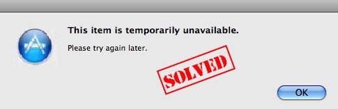 Fix: This item is temporarily unavailable