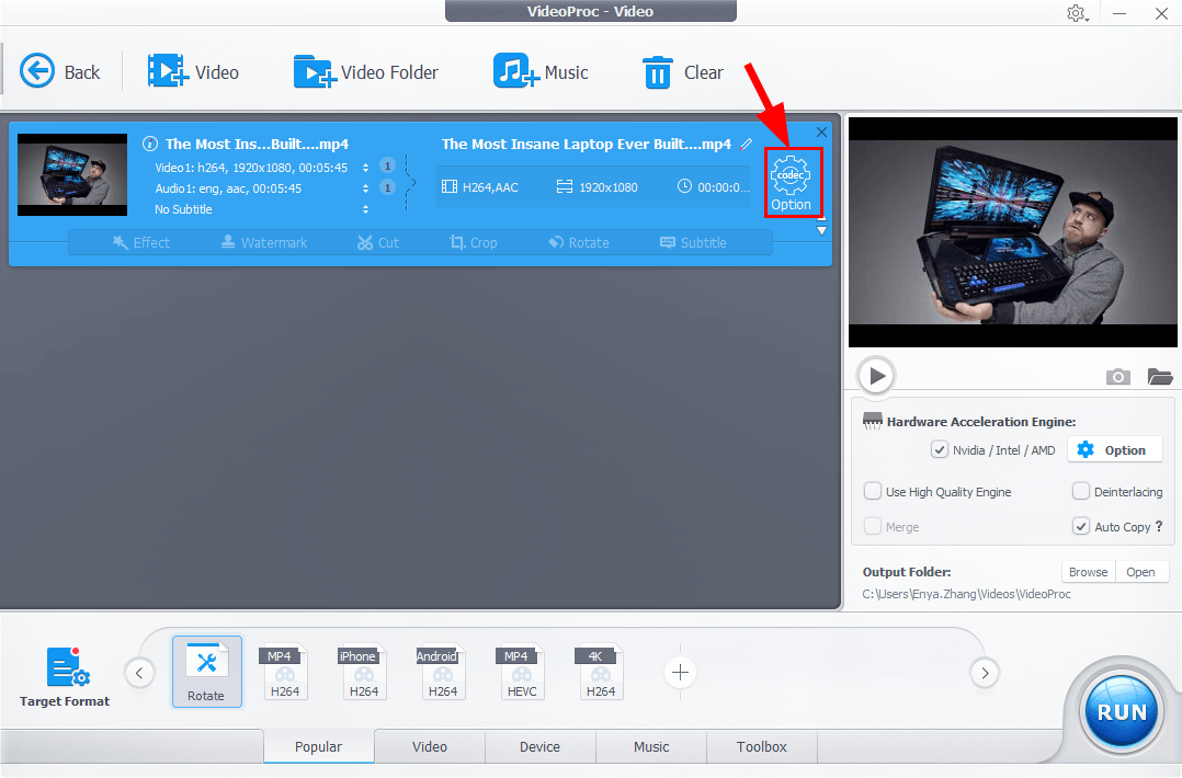 rotate video in media player