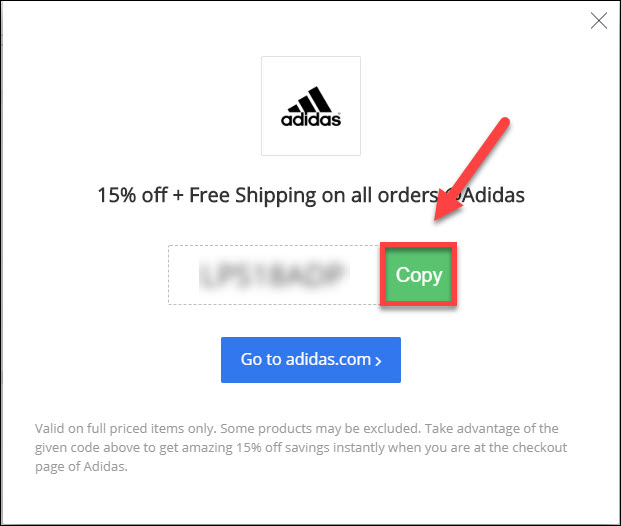 code for adidas discount