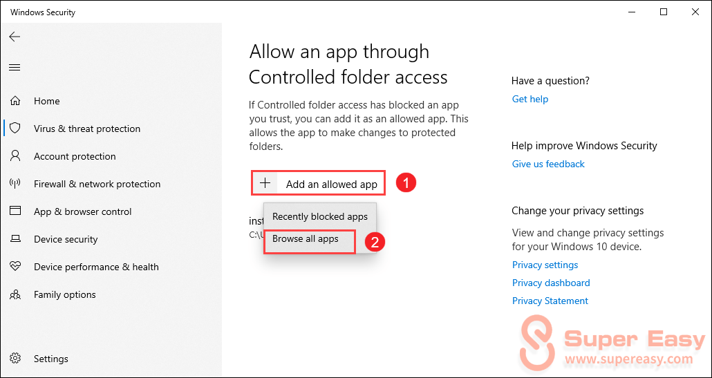 allow an app through winodws firewall