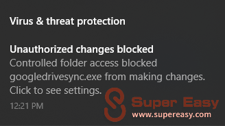 virus and threat protection unauthorized changes blocked