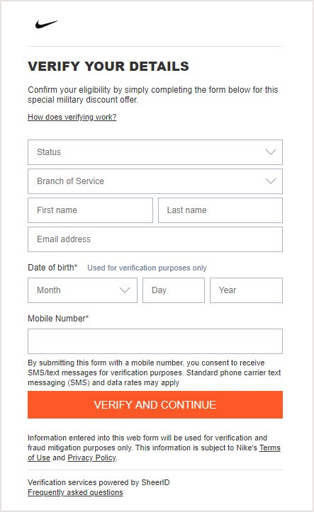 nike military discount not working
