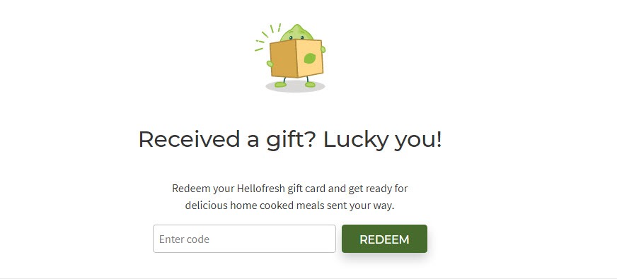 redeem HelloFresh gift card