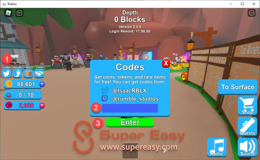 Latest Roblox Mining Simulator codes