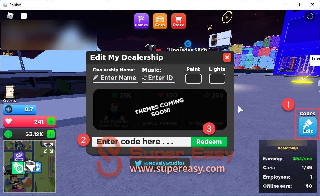 Redeem latest Roblox Car Tycoon codes