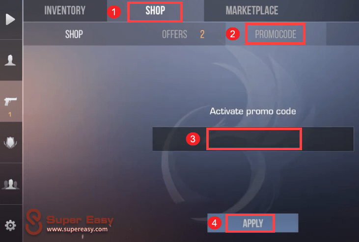 how to redeem promo code in Standoff 2