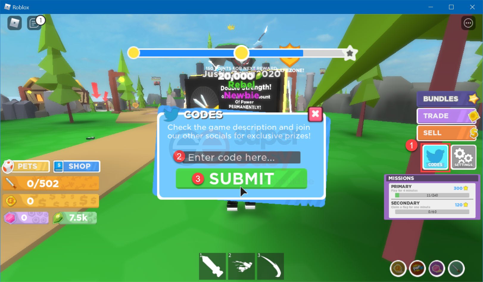 How to redeem Sword Legends codes