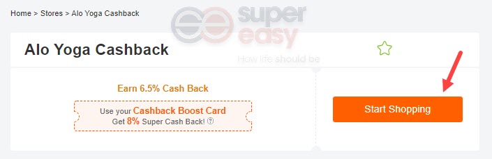 Alo Yoga earn cash back 