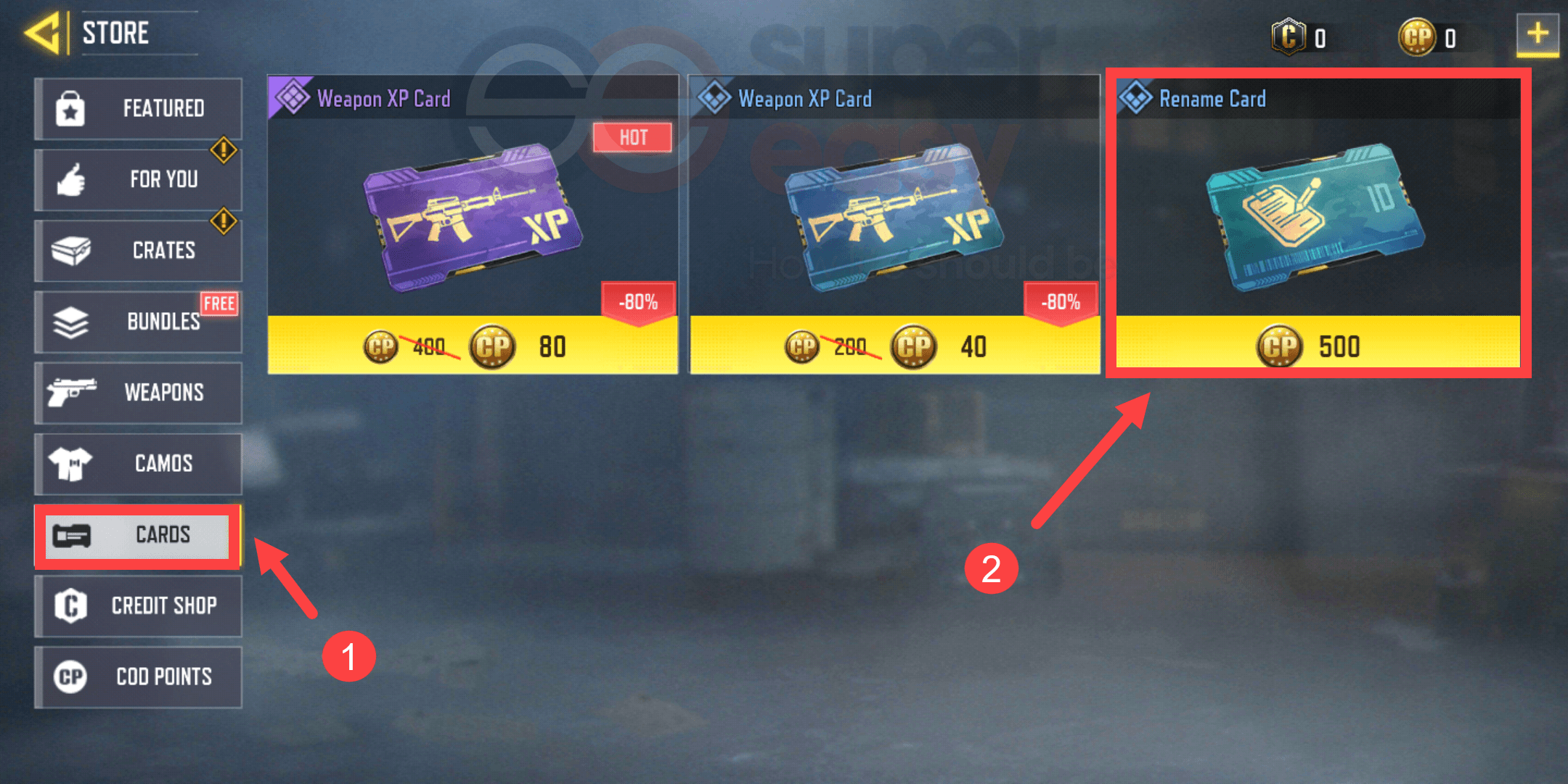how to buy a Rename Card in CoD Mobile