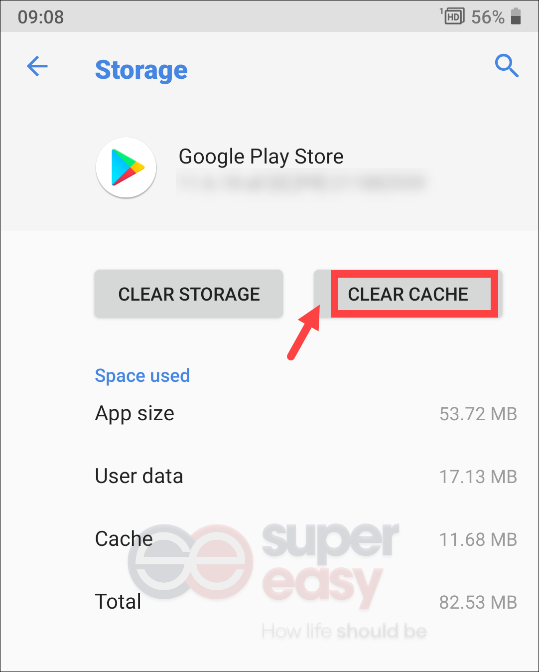 clear cache on Google Play Store