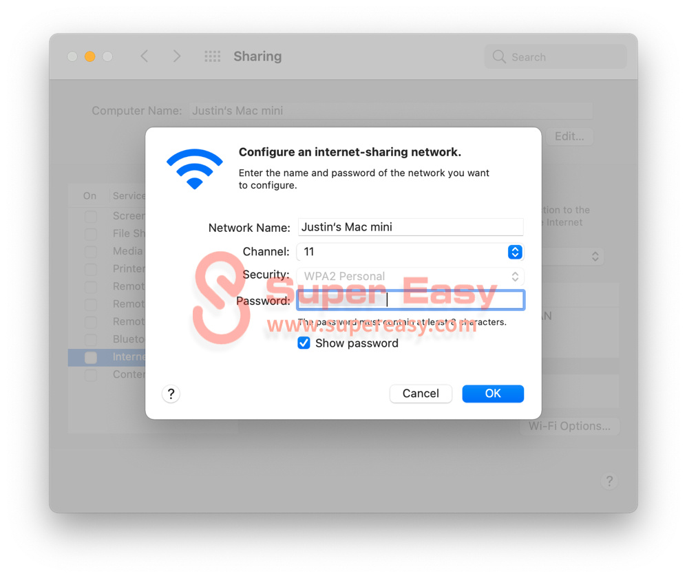 set up mobile hotspot on Mac