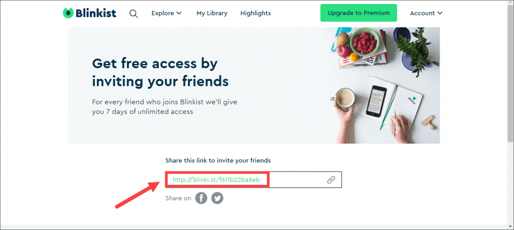 how to invite or refer a friend to Blinkist