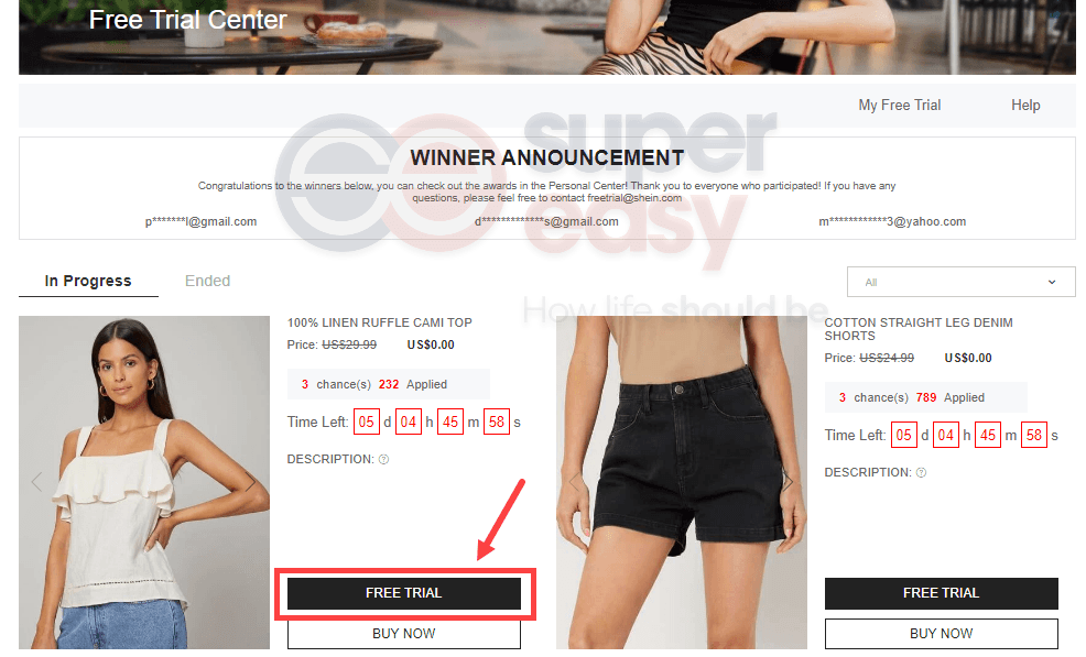 how to apply for SHEIN free trial