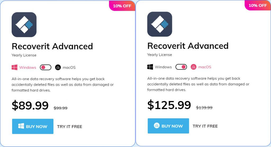 10% off Recoverit advanced