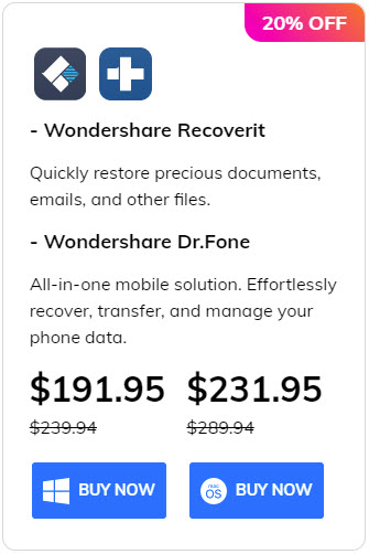20% off Recoverit + Dr.Fone