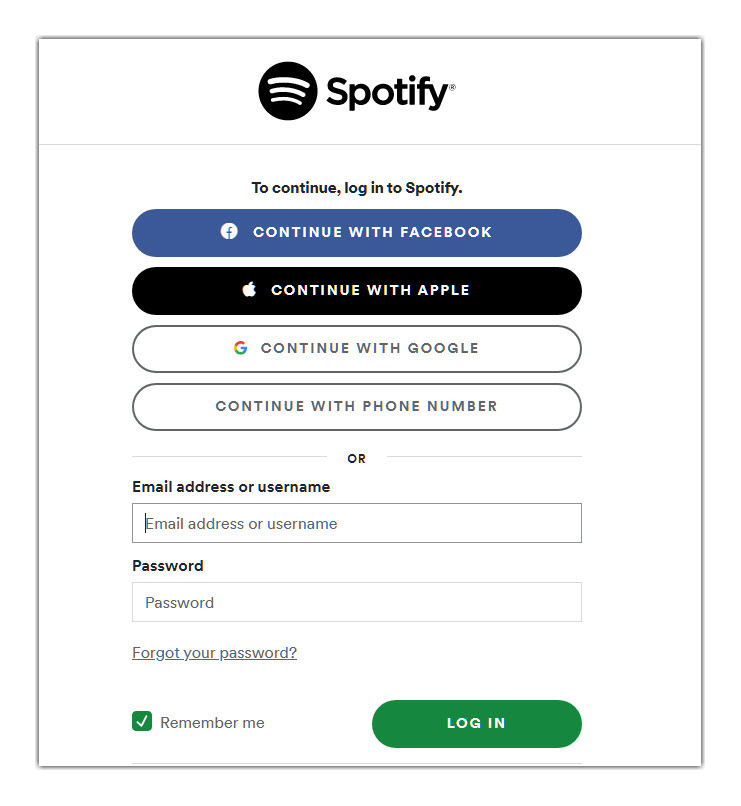 spotify log in