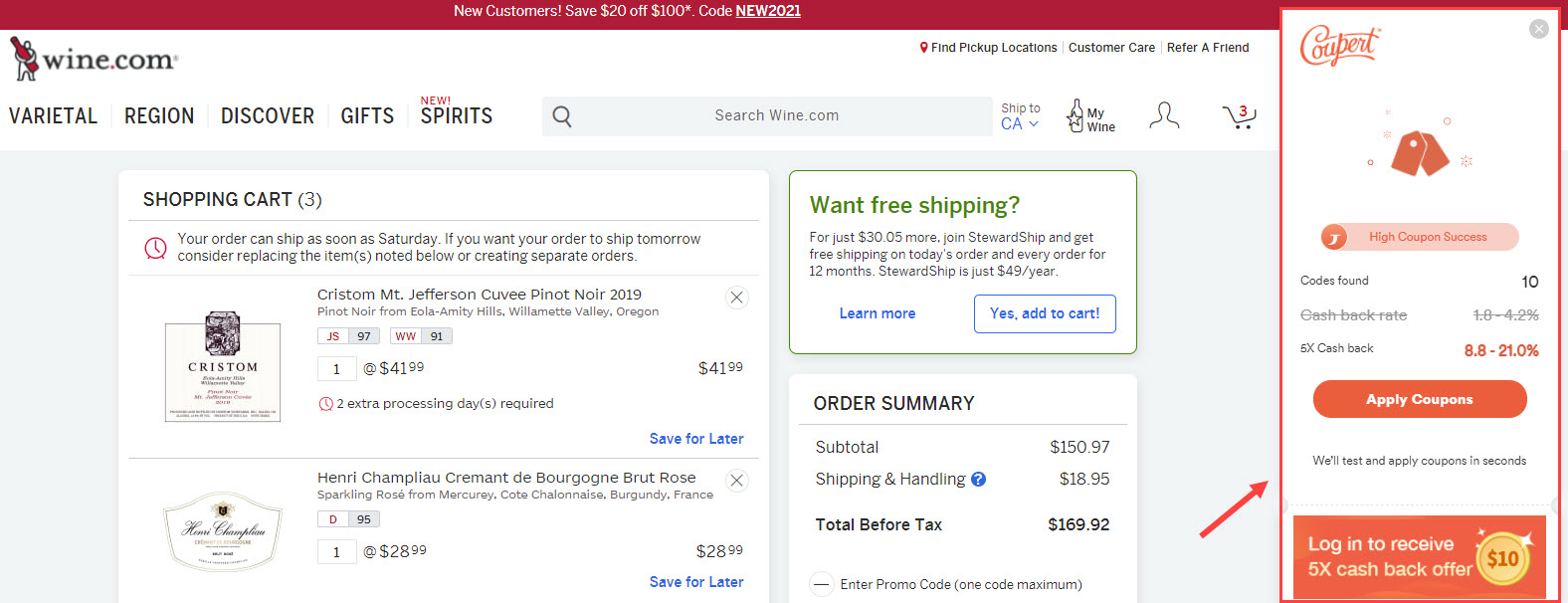 Wine.com checkout coupert finds coupons