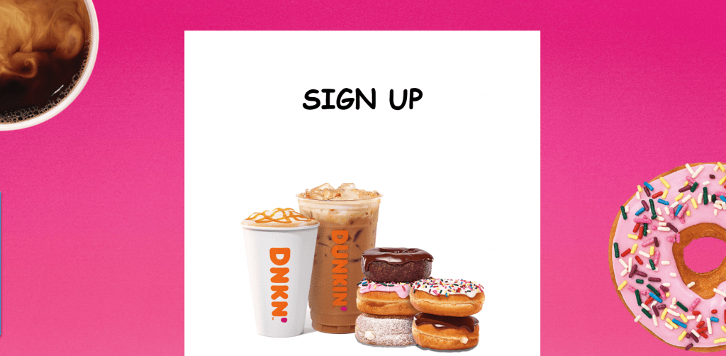 Dunkin' Donuts sign up DD Perks