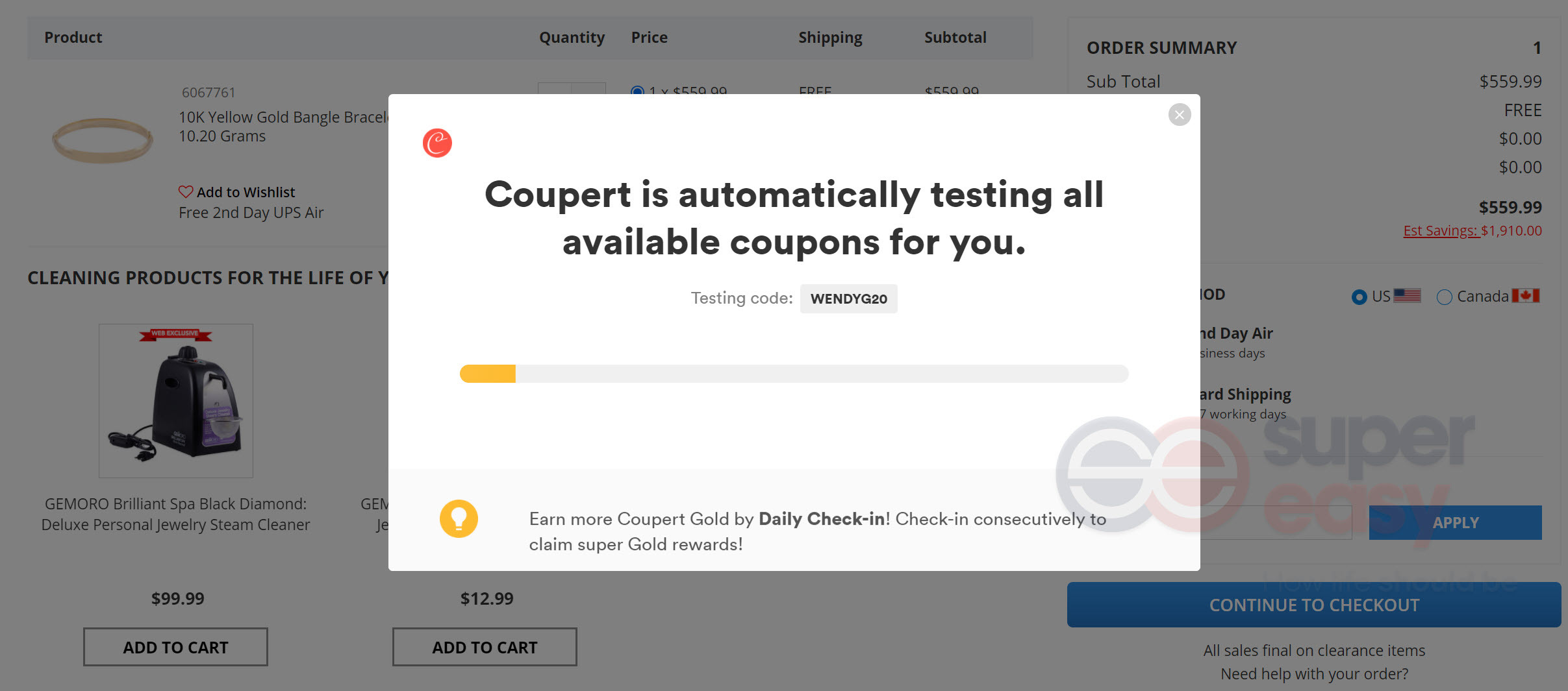 Coupert is automatically testing Shop LC coupons