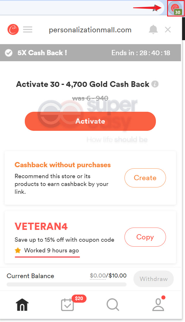 Coupons and cashback offers for Personalization Mall found by Coupert