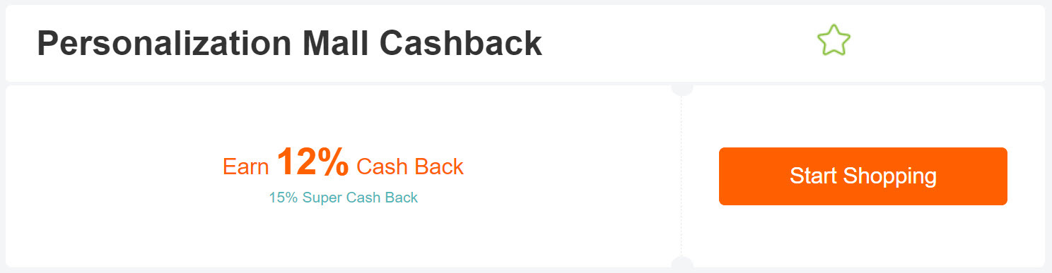 Personalization Mall cashback from extrabux