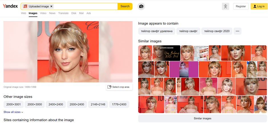 yandex image search result