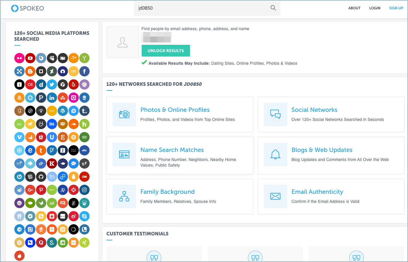 Spokeo unlock results