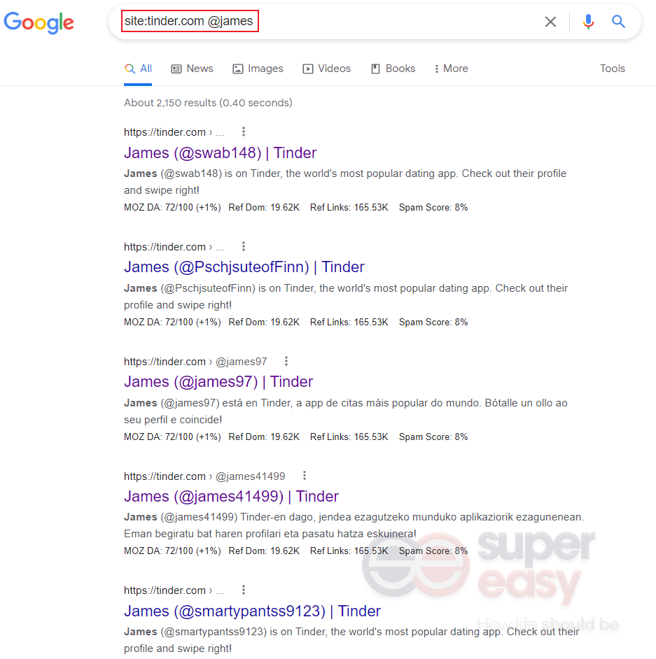 google search tinedr