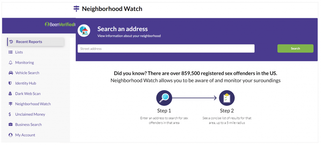 BeenVerified neighborhood watch