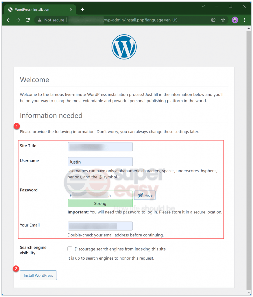 wordpress welcome page