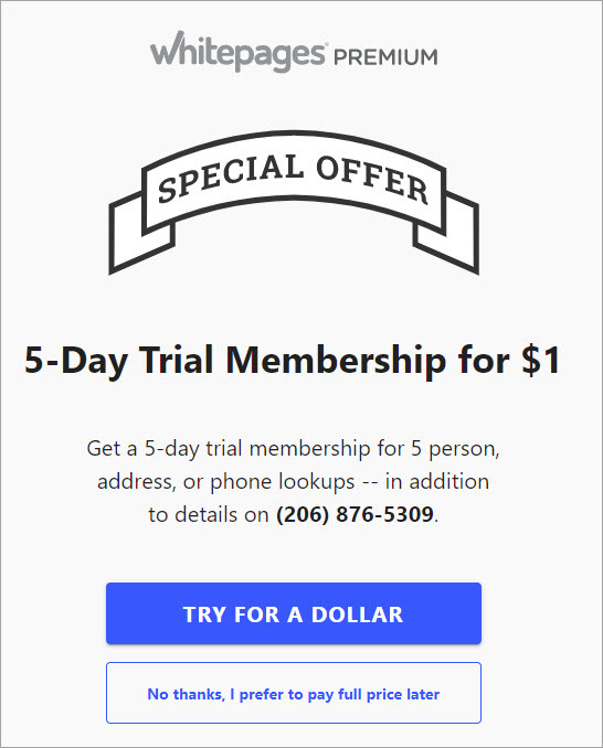 Whitepages Premium 5-day trial membership
