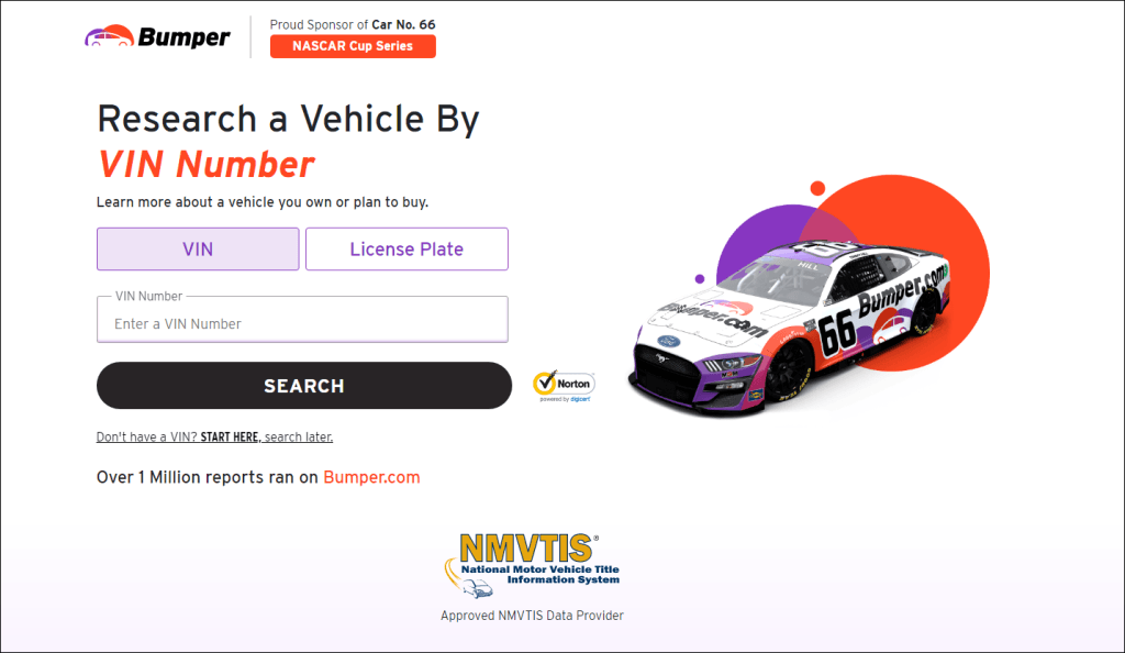 Vehicle identification number lookup - Bumper search