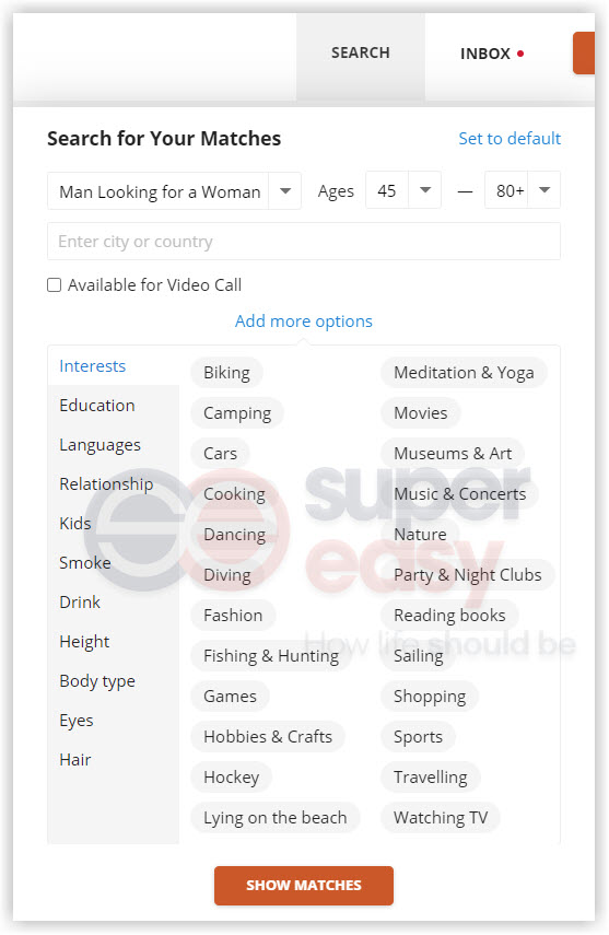 DateMyAge advanced search
