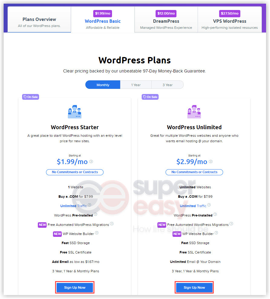 Dreamhost plan overview