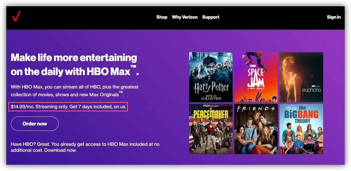 Verizon HBO Max free trial