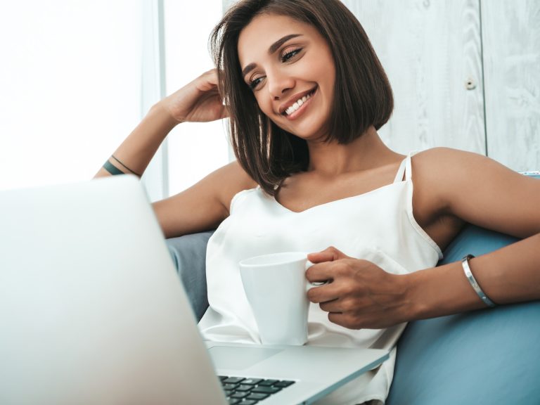 Woman using BeenVerified to find someone Woman using BeenVerified to find someone