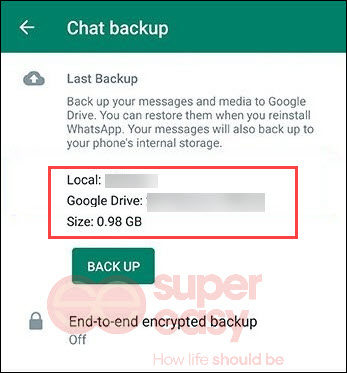 Check WhatsApp backup to see deleted messages