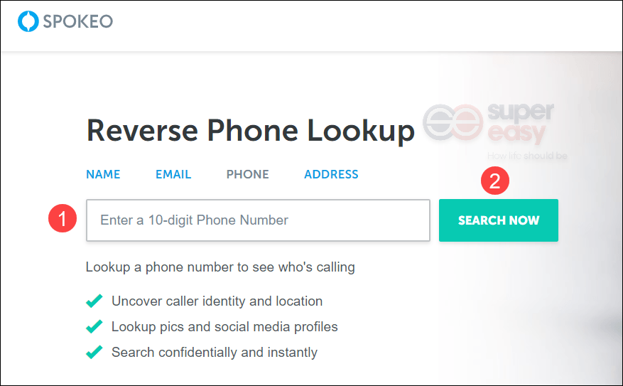 Spokeo reverse phone lookup landing page