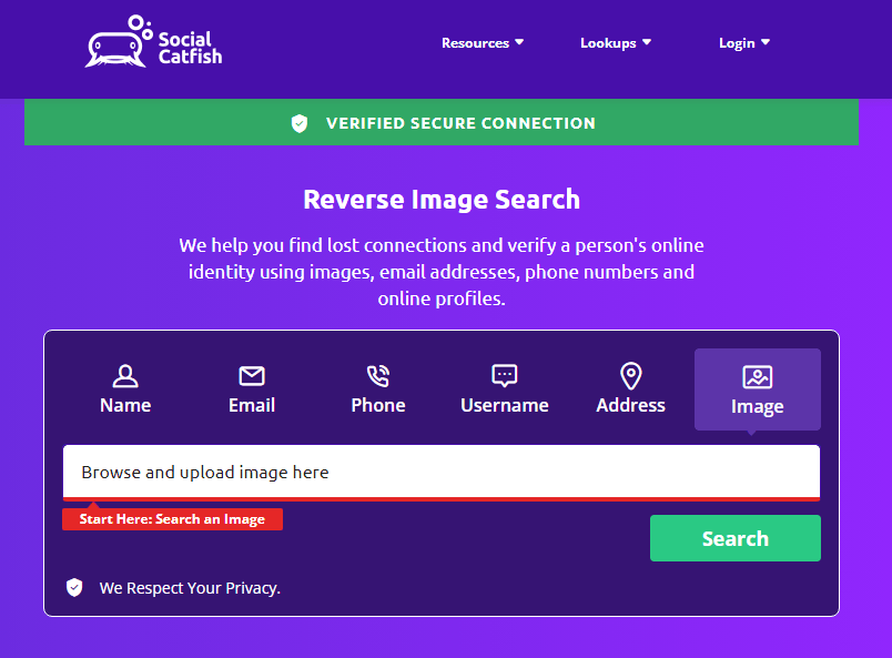 Social Catfish Image Search: Find name, phone number, social media with a picture