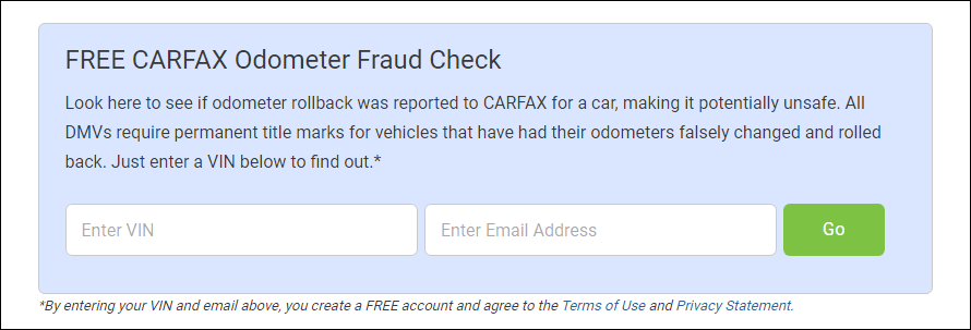 Carfax Free Odometer Check | Find out the real mileage of a car