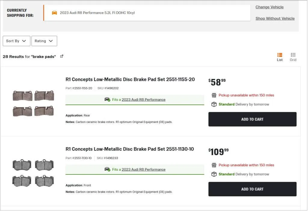 find parts on autozone